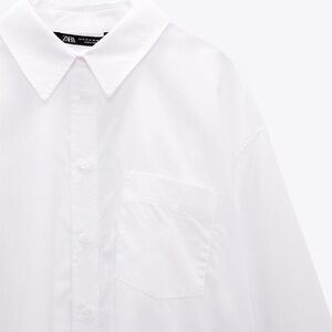 EUC - ZARA Oversize White Shirt with Pocket in XS